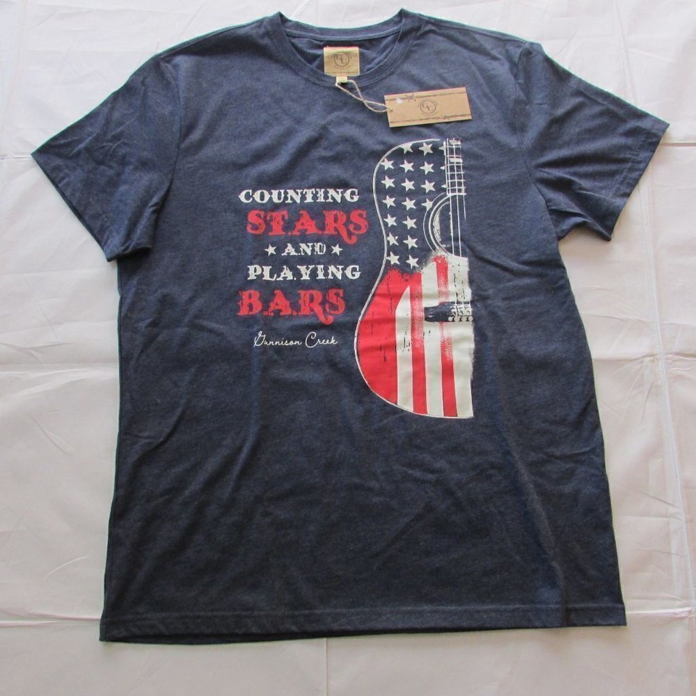 Gunnison Creek Outfitters Men's Medium Short Sleeve Patriotic Tee Shirt Navy